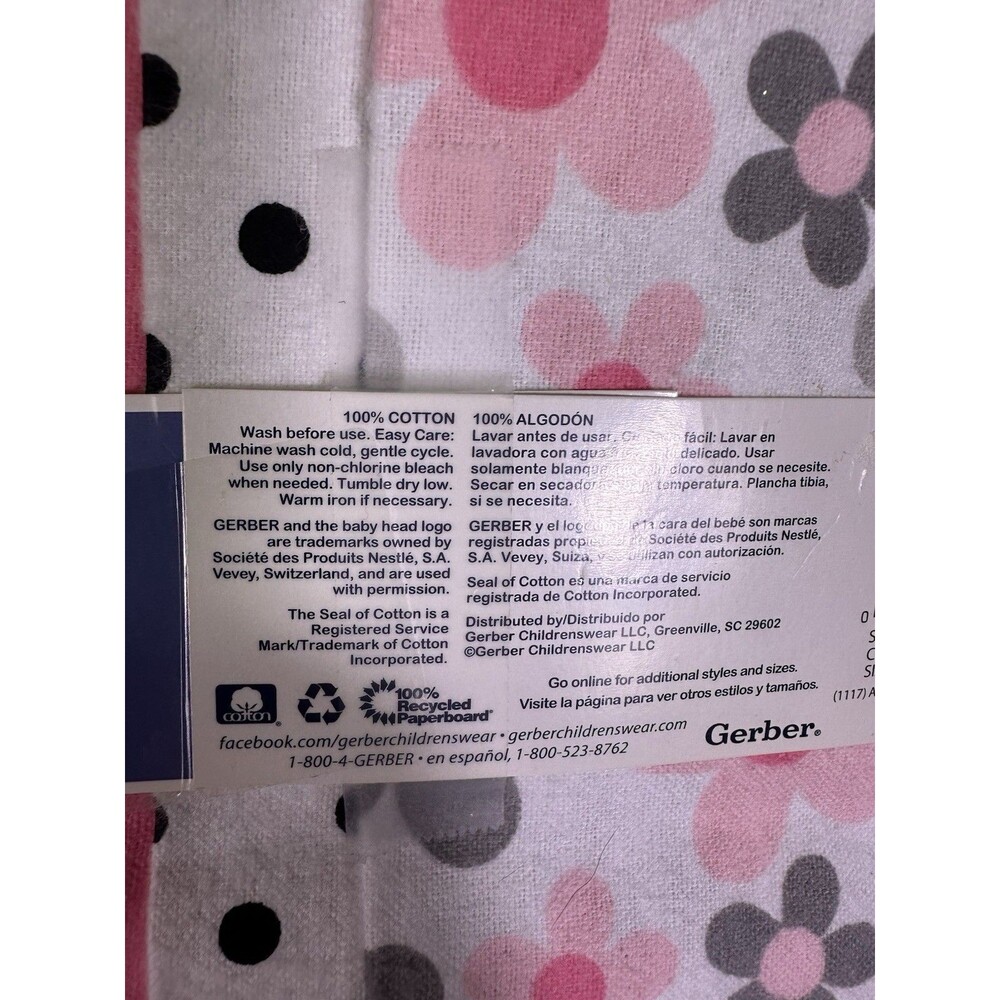 Gerber Burp Clothes Flannel , 4-pack - Pink / White - New In Package - Picture 3 of 3